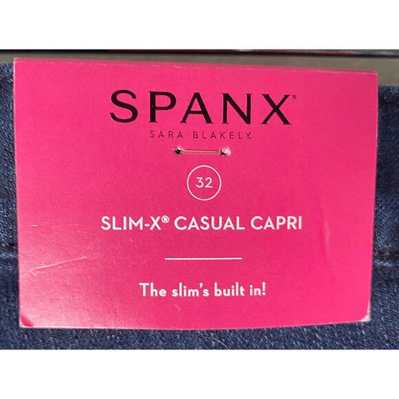 Women's Spanx Slim-X Casual Capri Denim Jeans Dark Dipped Stretch NWT - Picture 9 of 13
